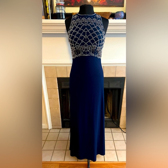 Cachet Blue w/ Silver Beading Prom Dress - Picture 1 of 7